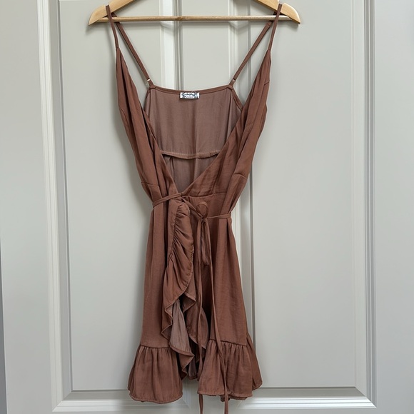 Free People Satin Wrap Mini Dress - Picture 4 of 8